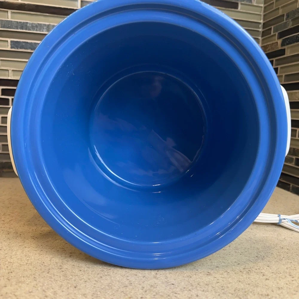 Vintage Rival Crock-Pot 3.5 Qt Slow Cooker Blue Cornflower‎ Floral Model 3100/2